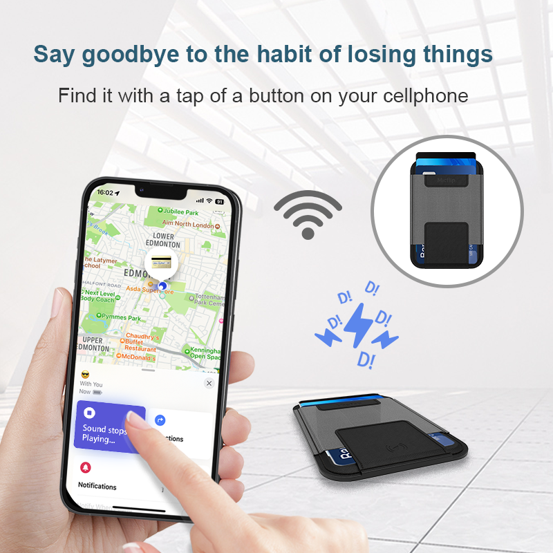 Micflip Trackable Magnetic Card Holder Leather MagSafe Wallet For iPhone 17/16/15/14 Series Work with Find My ios Only