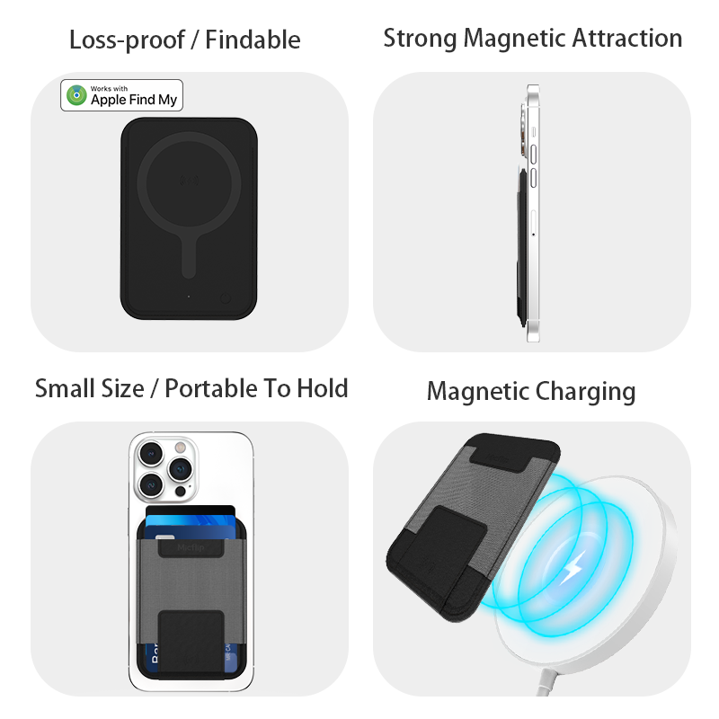 Micflip Trackable Magnetic Card Holder Leather MagSafe Wallet For iPhone 17/16/15/14 Series Work with Find My ios Only