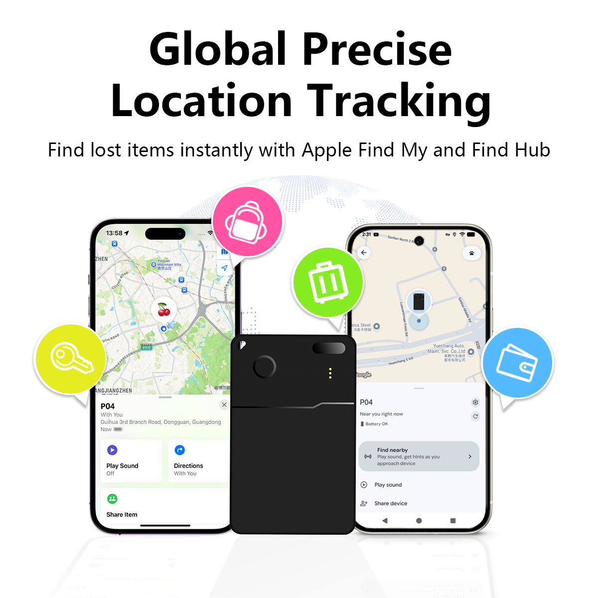 Fine Track Slim Duo Smart Tracker Card - Works with Apple Find My & Android, Wireless Rechargeable Wallet Locator Micflip P28