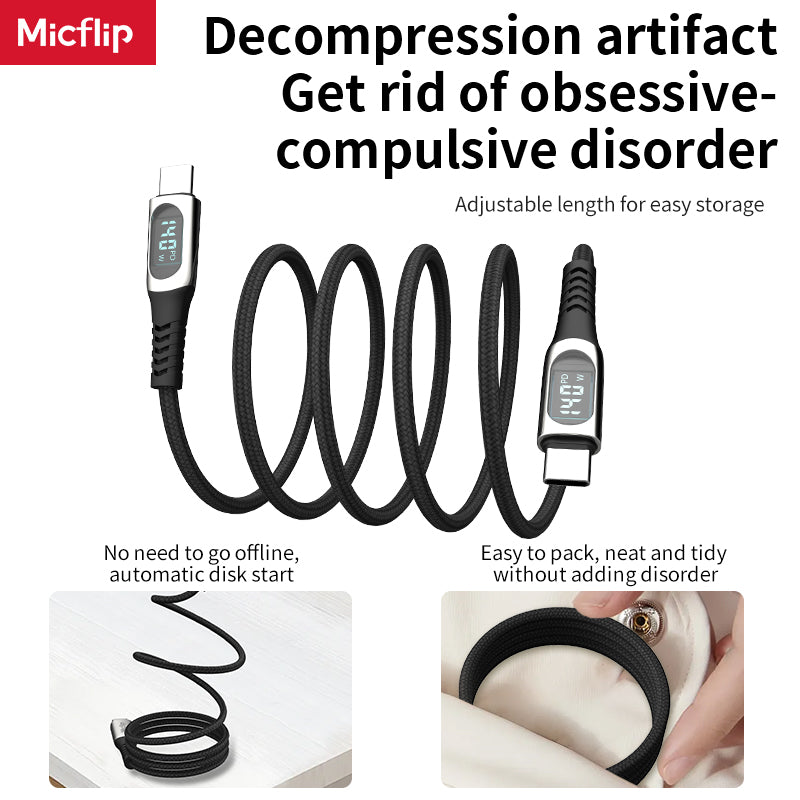 140W Magnetic Suction Type C to Type C Cable Fast Charging Braided Charging Cable Magnetic Multi-function Mobile Phone Cable