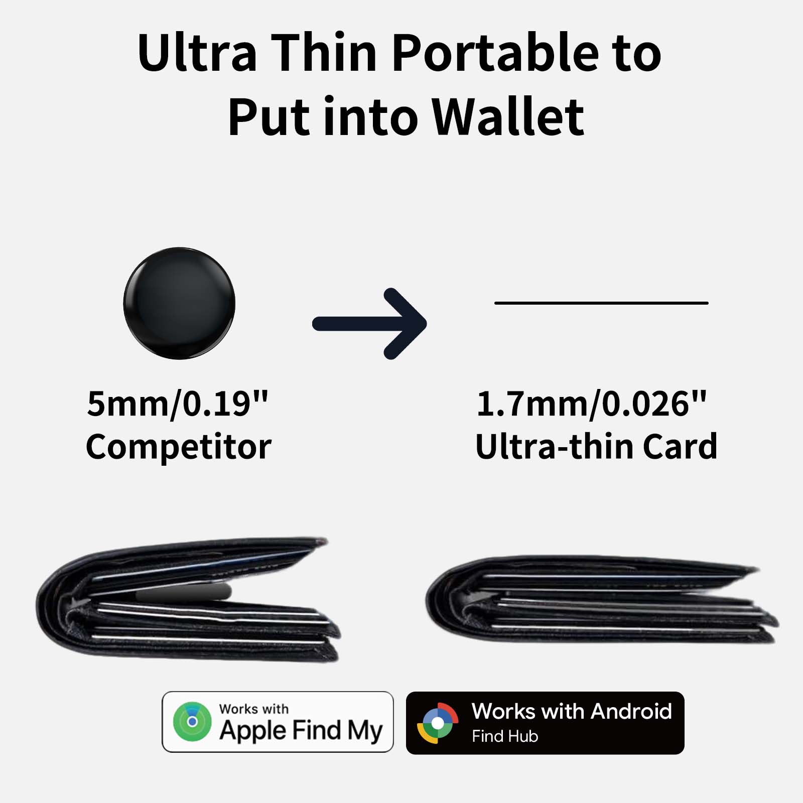 Ultra-Thin Rechargeable Wallet Tracker Card | Works with Apple Find My & Global Positioning Micflip p10