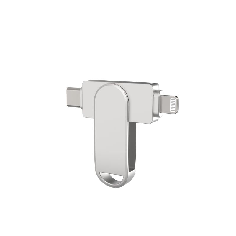 Apple MFi Certified Lightning/Type-C/USB A Ports Flash Drive – Expand iPhone/iPad/Android/Harmony OS Storage, Back Up Files Securely