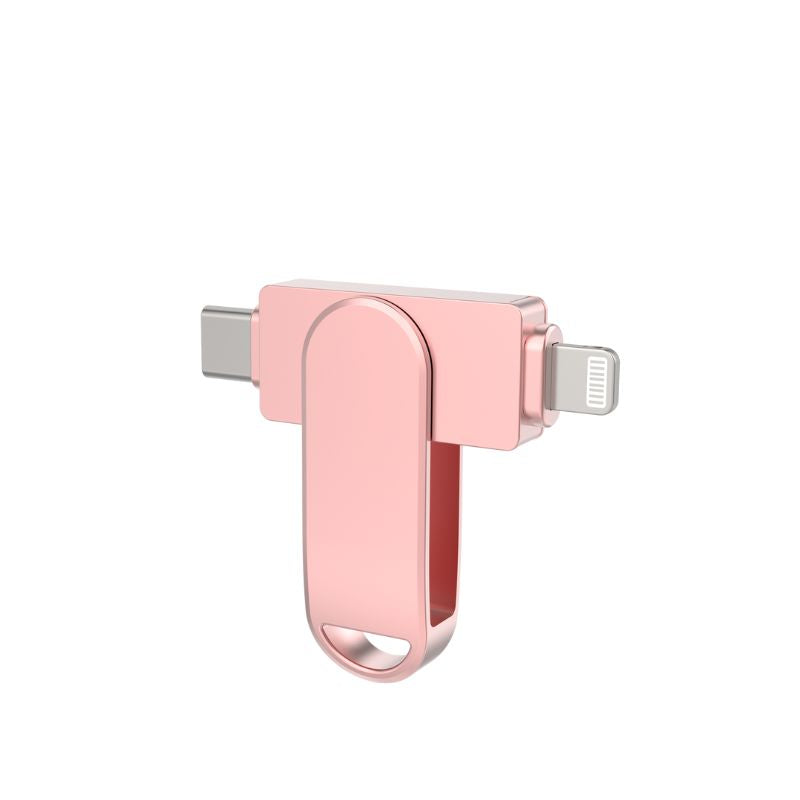 Apple MFi Certified Lightning/Type-C/USB A Ports Flash Drive – Expand iPhone/iPad/Android/Harmony OS Storage, Back Up Files Securely
