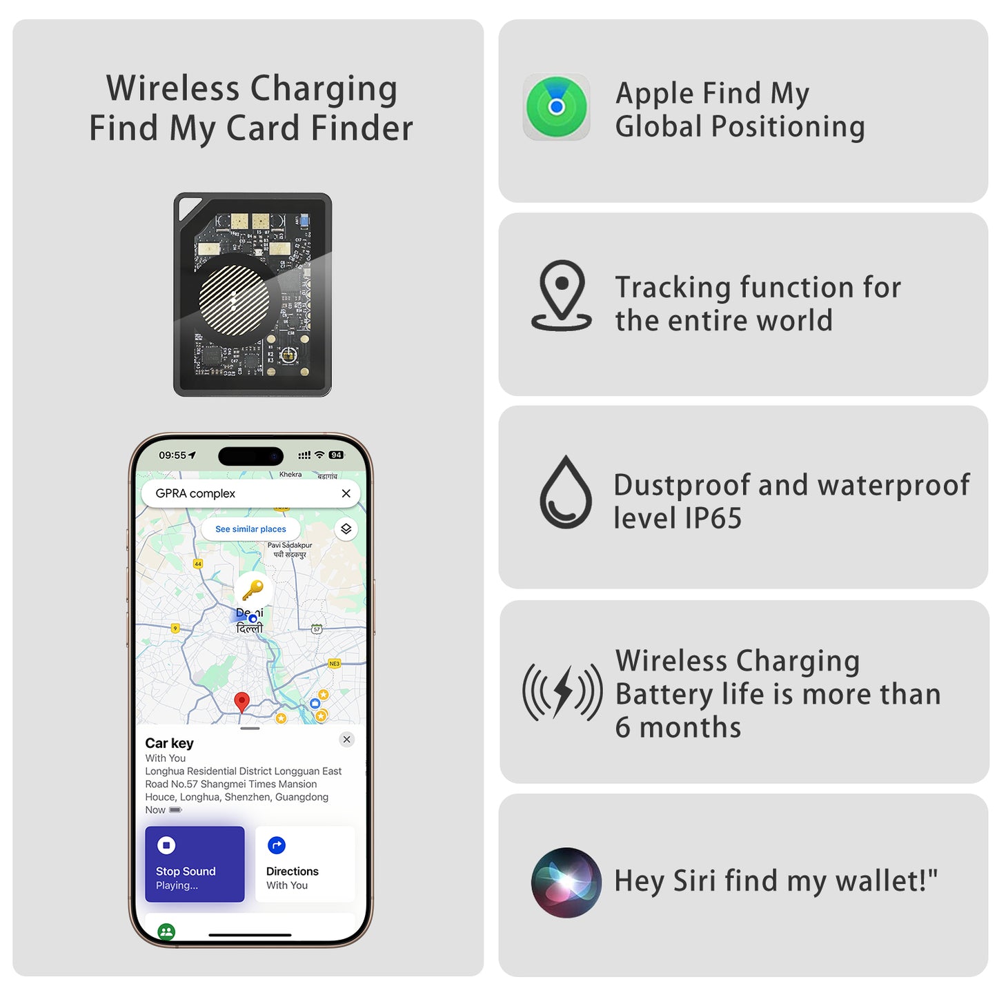 Mini Smart Bluetooth Tracker Keys Wallet Finder Location Wireless charging SmartTag Phone Finder For Apple Find My (only IOS)
