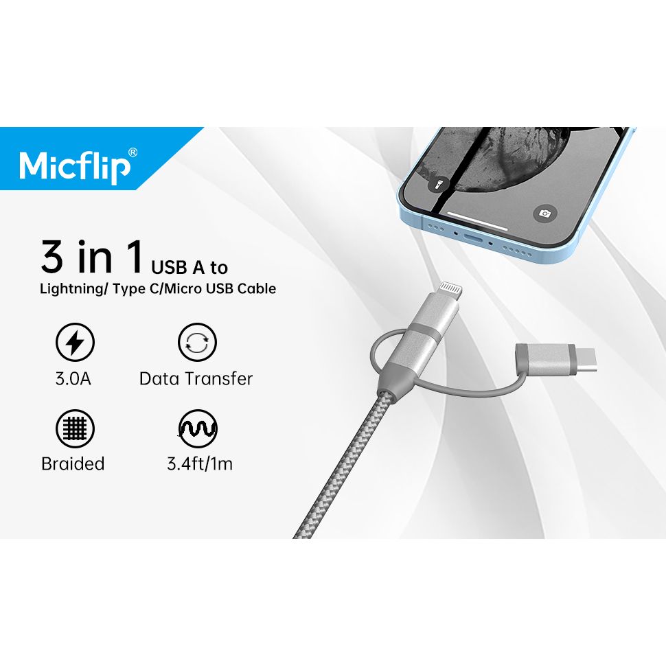 Apple MFi Certified 3-in-1 Charging Cable Adapter