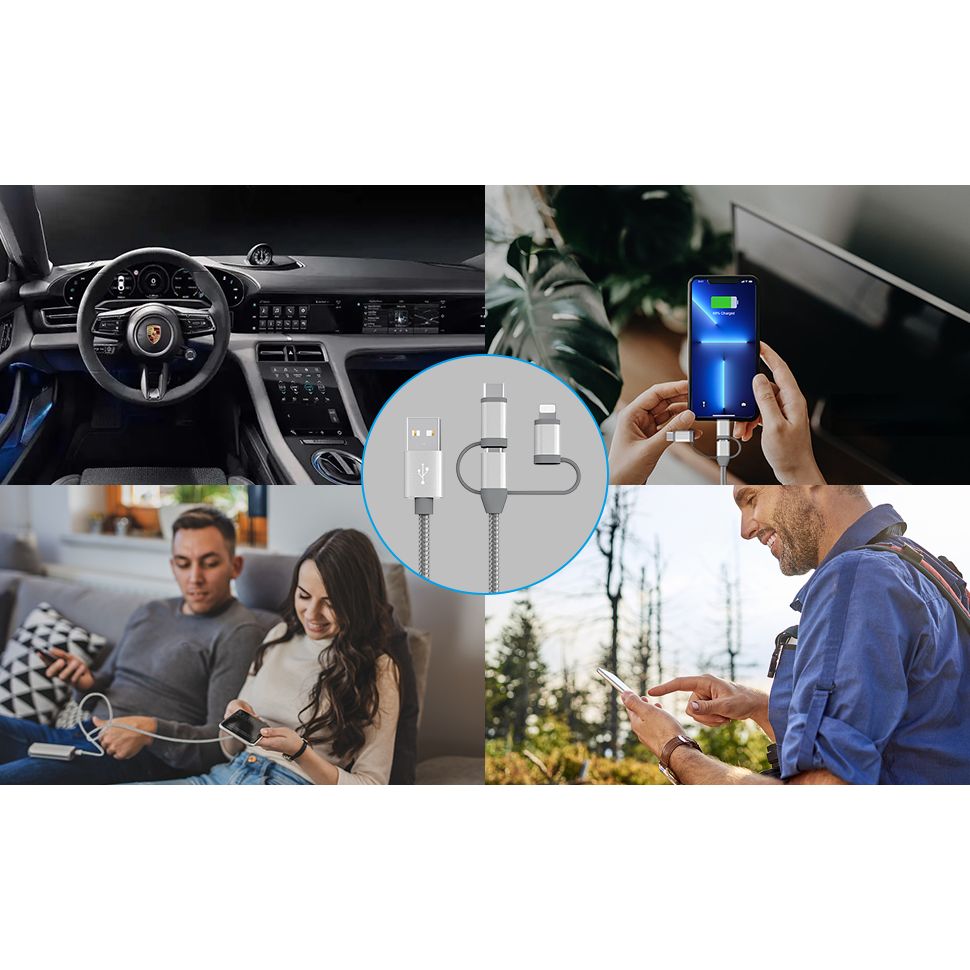 Apple MFi Certified 3-in-1 Charging Cable Adapter