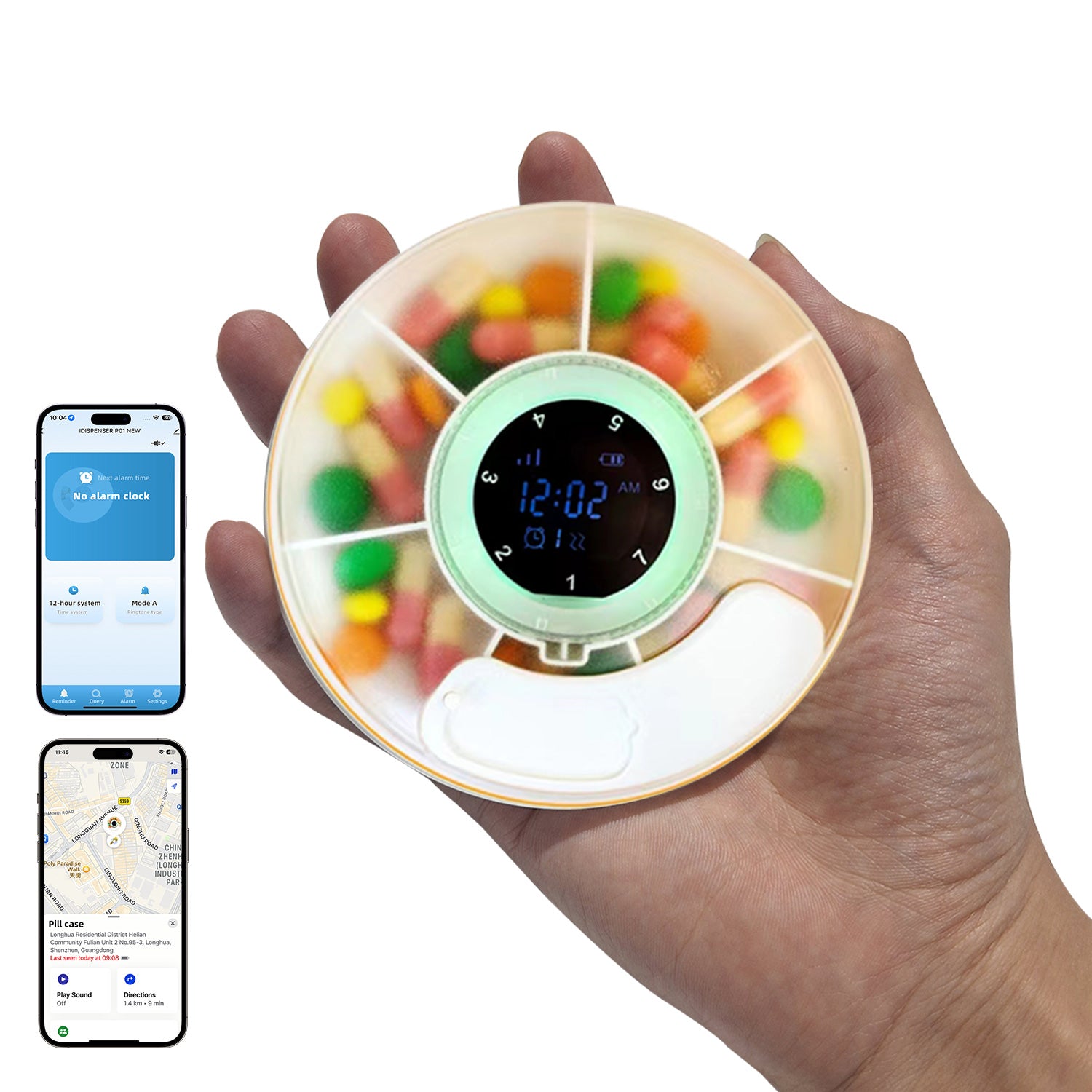 Smart 7-Day Pill Dispenser with Apple Find My Tracking | Electronic Medication Organizer with App Reminder & Alarm Micflip S03