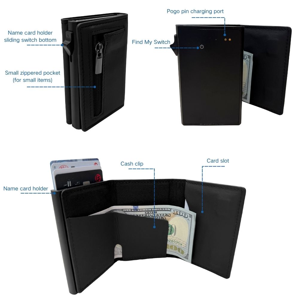 Business Magsafe Wallet Strong Magnetic Card Holder Pop Up Minimalist Wallet Leather Bank Cardholder Case work with Find my APP P15