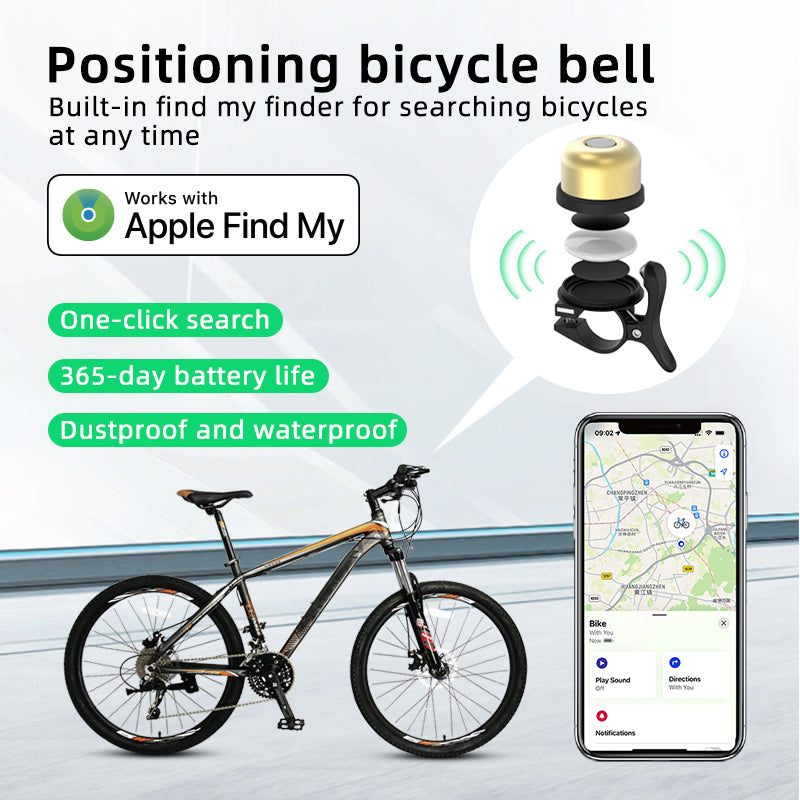 Smart Anti-Theft Bicycle Bell | Works with Apple Find My™ | Waterproof Air Tag Tracker