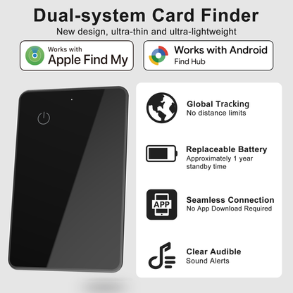 Smart Ultra Thin Wallet Tracker Card for Apple/android Dual System Key Luggage Gps Locator Tag Works with Google Find My Device