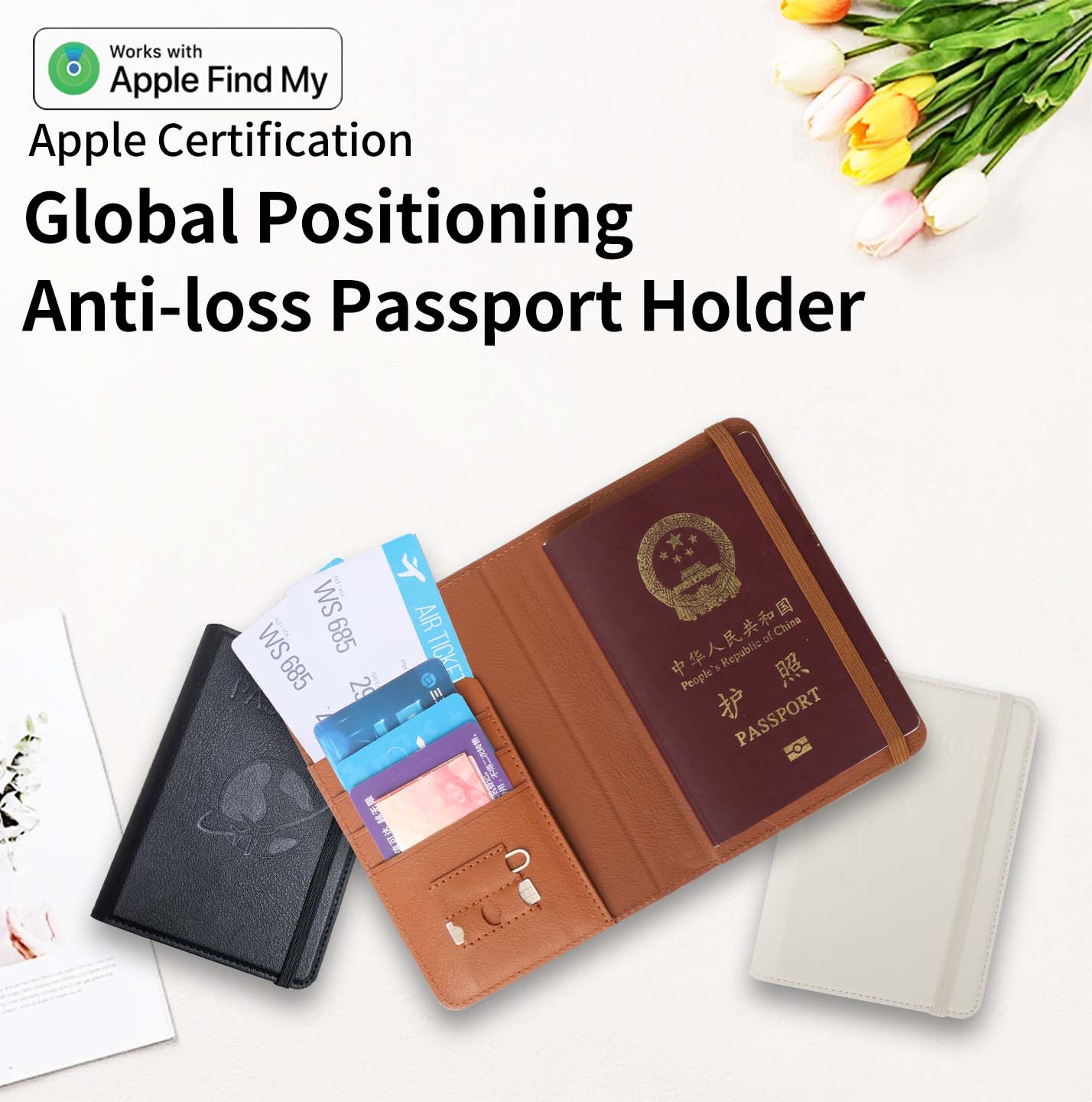 Smart Anti-Loss Travel Passport Holder - Apple Find My Certified, Global Positioning Tracker Wallet