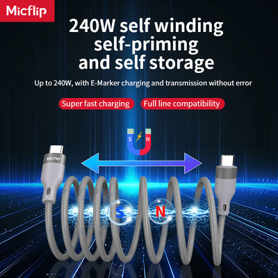 240W magnetic suction cable, easier to store micflip A25