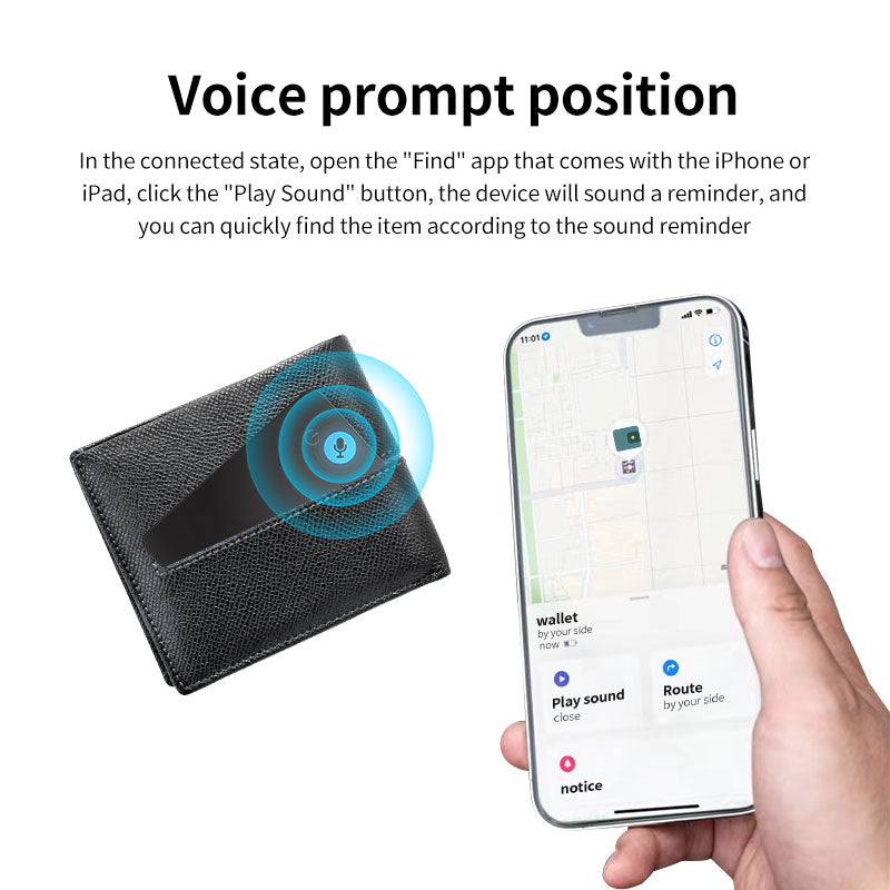Wireless charging tracking location wallet tracker card Works with Apple Find My (iOS Only)