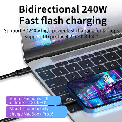 Thunderbolt USB4 Type C Cable 40Gbps 240W Fast Charging 8K 60Hz USB4 Thunderbolt4 Data Data Transfer Cable