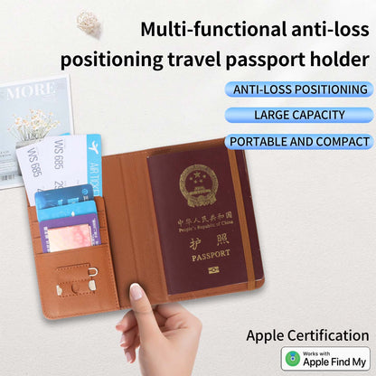 Smart Anti-Loss Travel Passport Holder - Apple Find My Certified, Global Positioning GPS Tracker Wallet