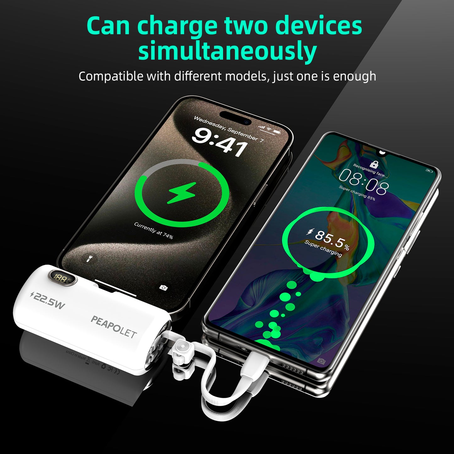 Micflip 5000mAh capsule power bank: suitable for USB-C and Lightning interfaces, low power consumption, portable charging solution