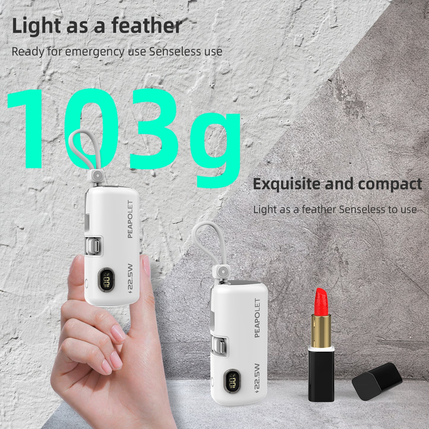 Micflip 5000mAh capsule power bank: suitable for USB-C and Lightning interfaces, low power consumption, portable charging solution