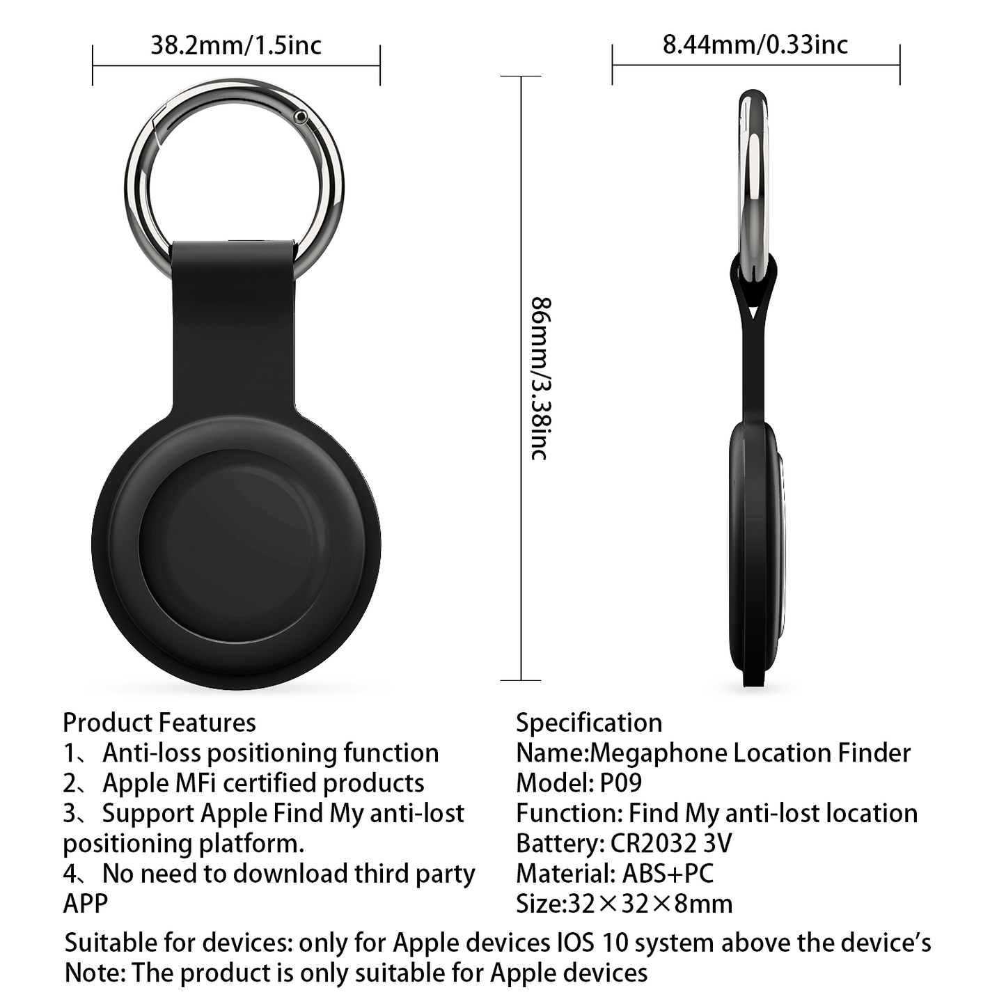 Micflip Bluetooth GPS Tracker Smart Tag With Apple Find My AirTag Locator
