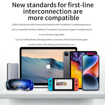 Thunderbolt USB4 Type C Cable 40Gbps 240W Fast Charging 8K 60Hz USB4 Thunderbolt4 Data Data Transfer Cable