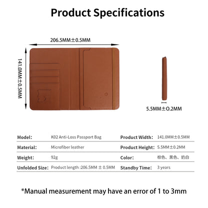 Smart Anti-Loss Travel Passport Holder - Apple Find My Certified, Global Positioning GPS Tracker Wallet