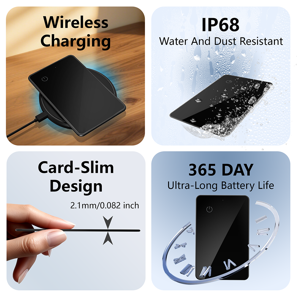 Smart Ultra Thin Wallet Tracker Card for Apple/android Dual System Key Luggage Gps Locator Tag Works with Google Find My Device