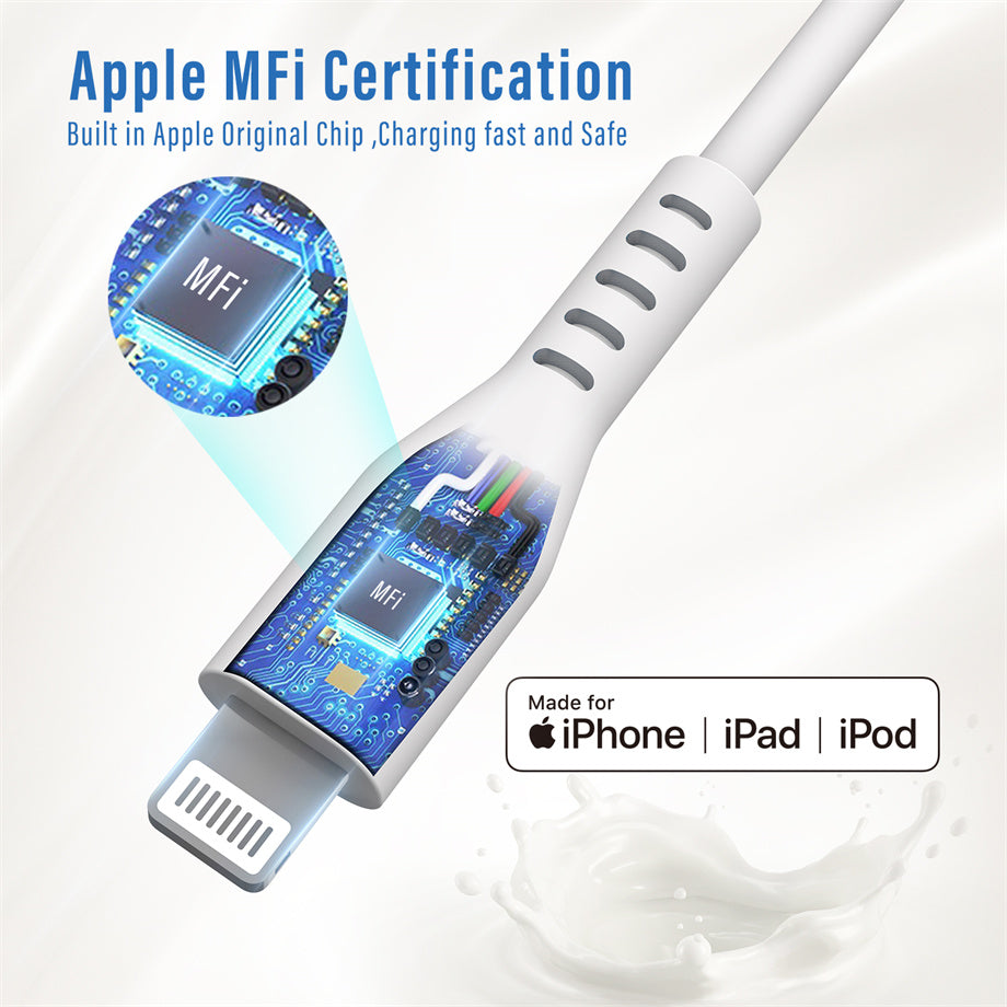 New arrivals mfi certified liquid silicone C-L usb cable fast charging For apple charging cable
