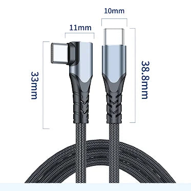 PD100W data cable elbow dual C port 5A fast charging cable