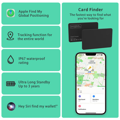 Apple MFi Certified Wallet Card Tracker, Plastic Material, IP67 Waterproof