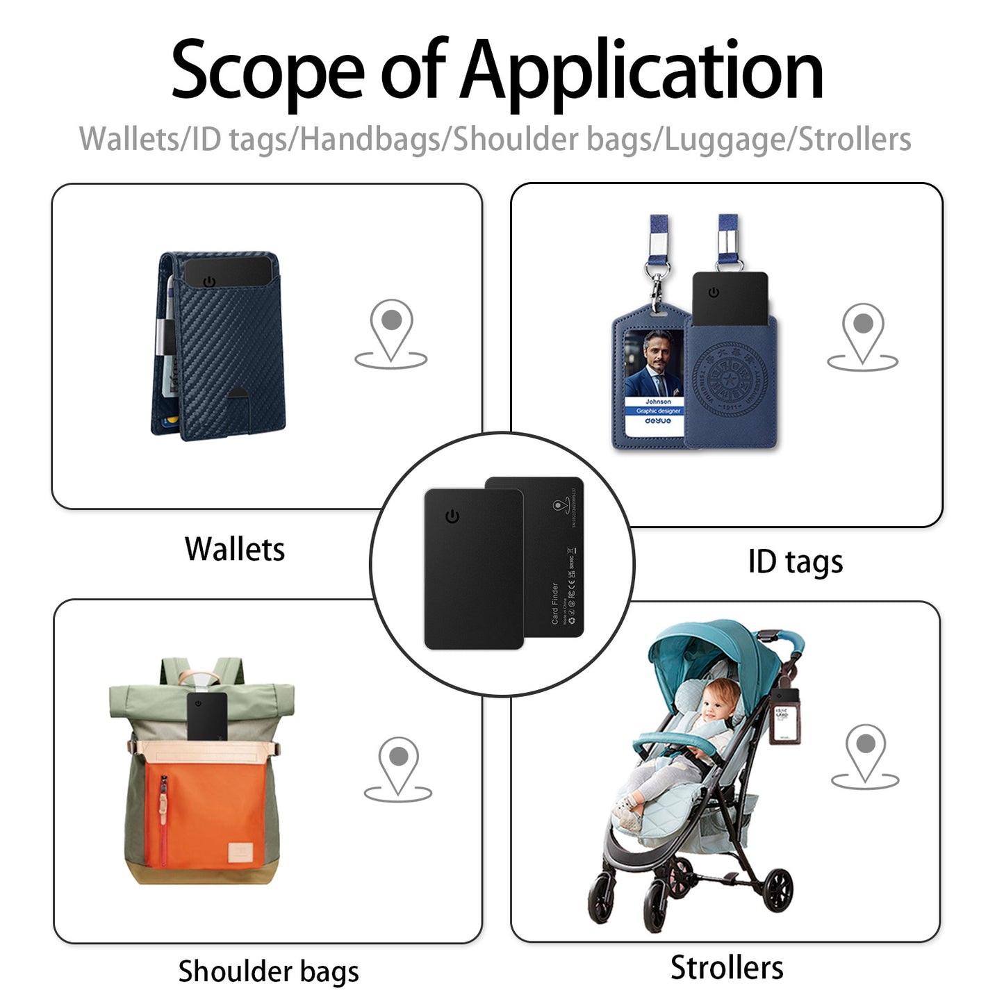 Apple MFi Certified Wallet Card Tracker, Plastic Material, IP67 Waterproof