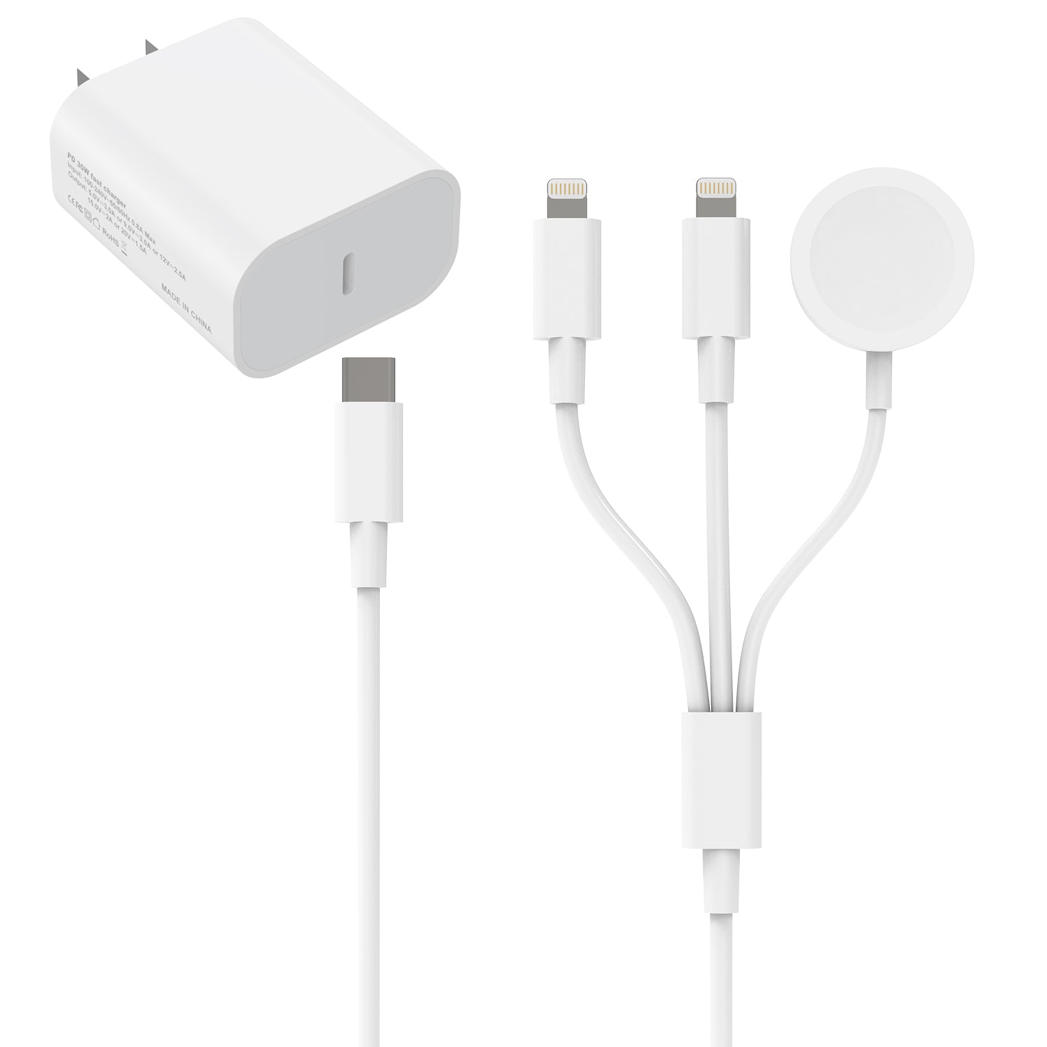 Apple Watch Charger White with 30W US PD Charger Micflip E122