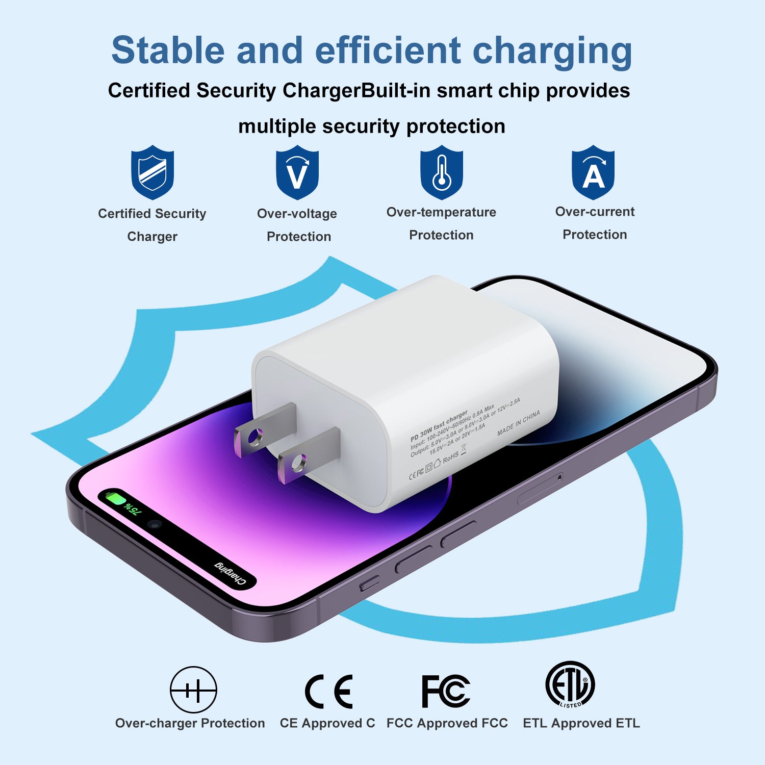 Apple Watch Charger White with 30W US PD Charger Micflip E122